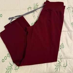 Figs Burgundy High Waisted Livingston Scrub Pants